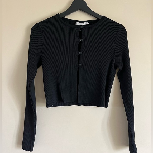 Mango Rib-Knit Cropped Cardigan - Picture 2 of 3